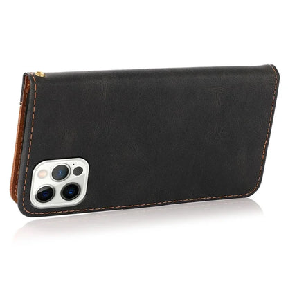 For iPhone 16 Pro Max Case Splicing Color Flip PU Leather Phone Cover