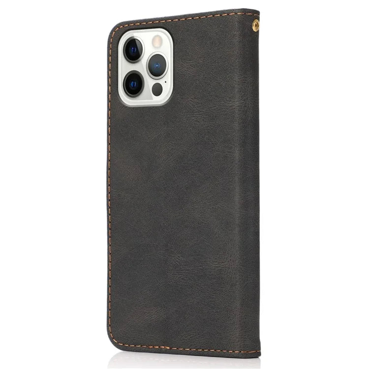 For iPhone 16 Pro Max Case Splicing Color Flip PU Leather Phone Cover