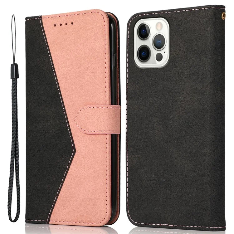 For iPhone 16 Pro Max Case Splicing Color Flip PU Leather Phone Cover