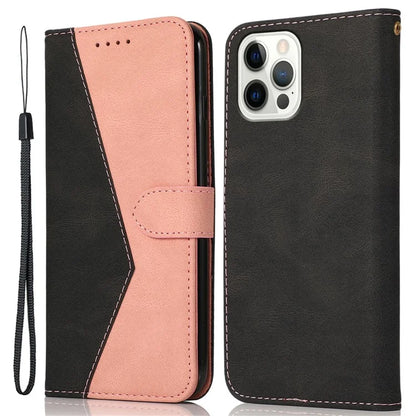 For iPhone 16 Pro Max Case Splicing Color Flip PU Leather Phone Cover