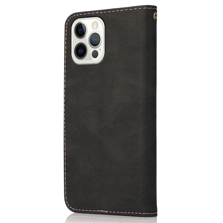 For iPhone 16 Pro Max Case Splicing Color Flip PU Leather Phone Cover