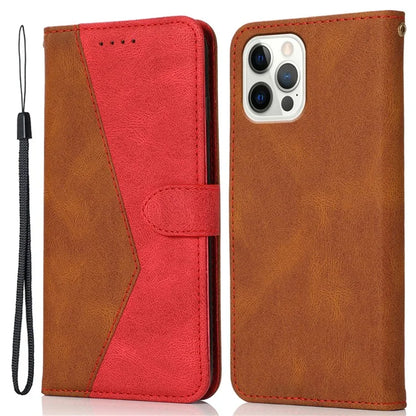 For iPhone 16 Pro Max Case Splicing Color Flip PU Leather Phone Cover