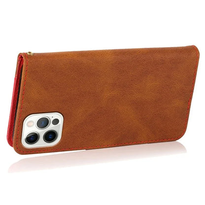 For iPhone 16 Pro Max Case Splicing Color Flip PU Leather Phone Cover