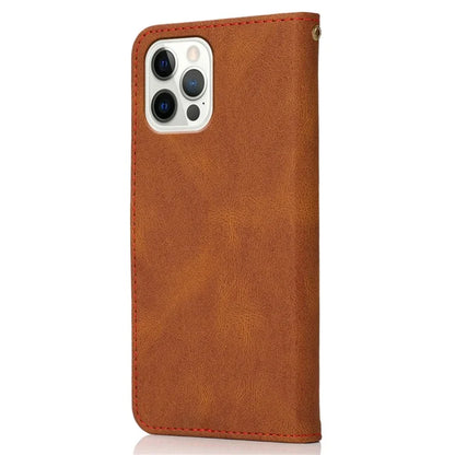 For iPhone 16 Pro Max Case Splicing Color Flip PU Leather Phone Cover