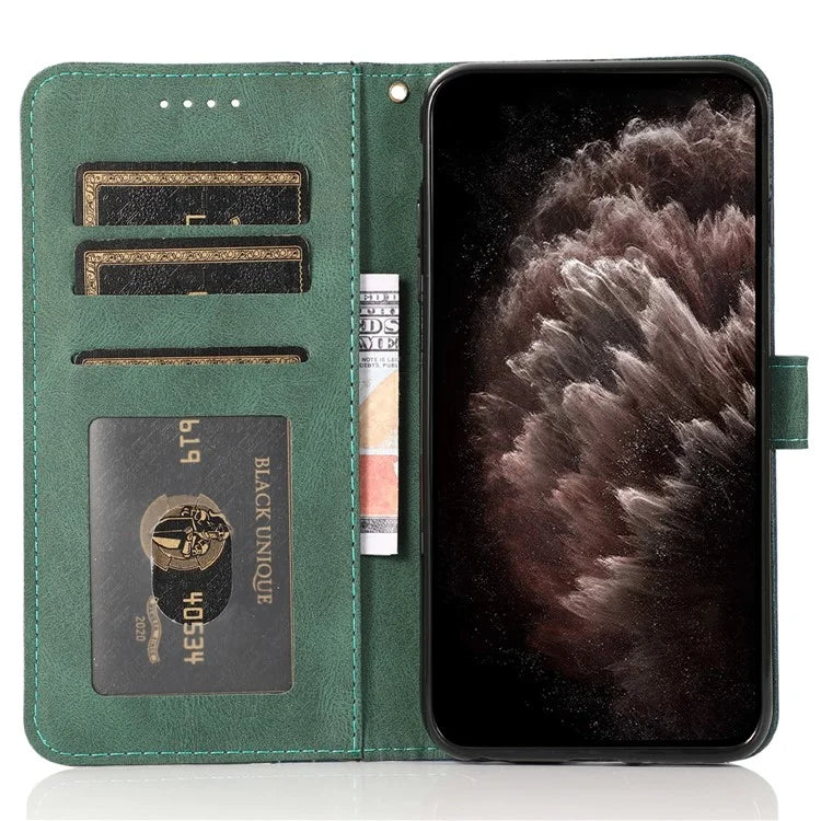 For iPhone 16 Case Stand Flip Leather Splicing Color Phone Cover