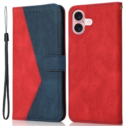 For iPhone 16 Case Stand Flip Leather Splicing Color Phone Cover