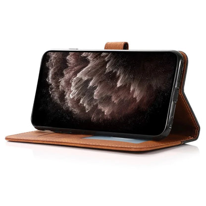 For iPhone 16 Case Stand Flip Leather Splicing Color Phone Cover