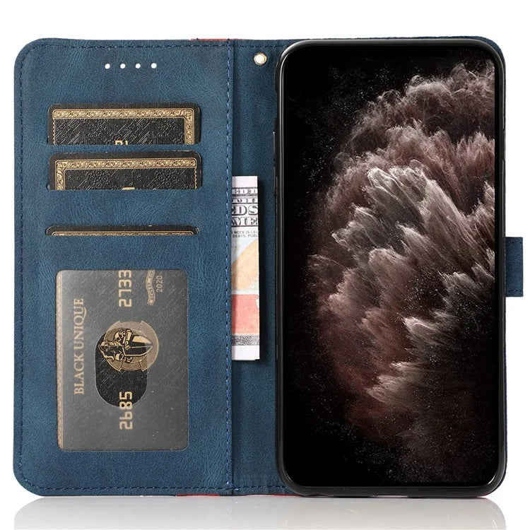 For iPhone 16 Plus Case Splicing Color Magnetic Clasp Leather Phone Cover