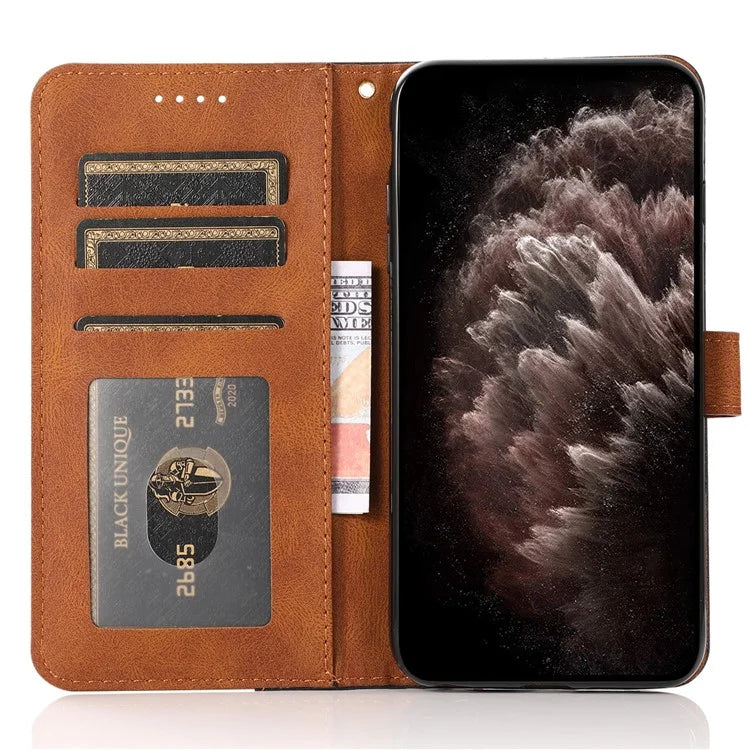 For iPhone 16 Plus Case Splicing Color Magnetic Clasp Leather Phone Cover
