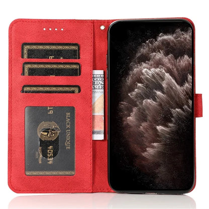 For iPhone 16 Plus Case Splicing Color Magnetic Clasp Leather Phone Cover
