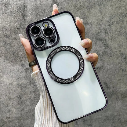 For iPhone 14 Pro Max Case Compatible with MagSafe TPU + PC Bling Clear Phone Cover