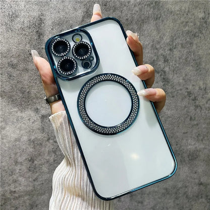 For iPhone 14 Pro Max Case Compatible with MagSafe TPU + PC Bling Clear Phone Cover