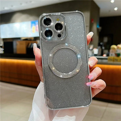 For iPhone 15 Pro Max Case Gradient Glitter TPU + PC Phone Cover Compatible with MagSafe Charging
