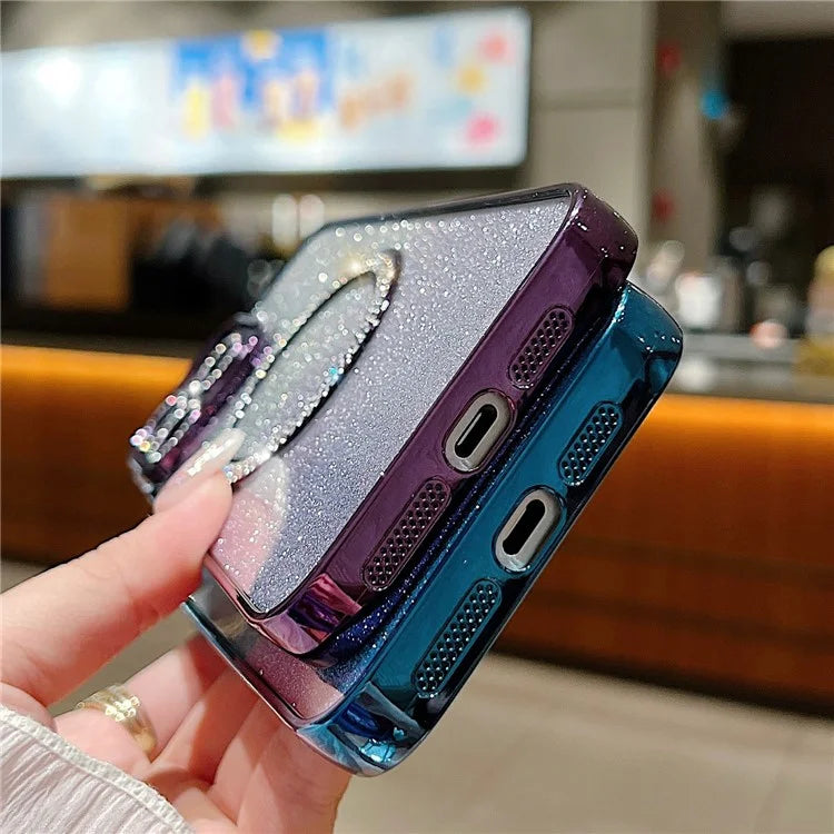 For iPhone 15 Pro Max Case Gradient Glitter TPU + PC Phone Cover Compatible with MagSafe Charging