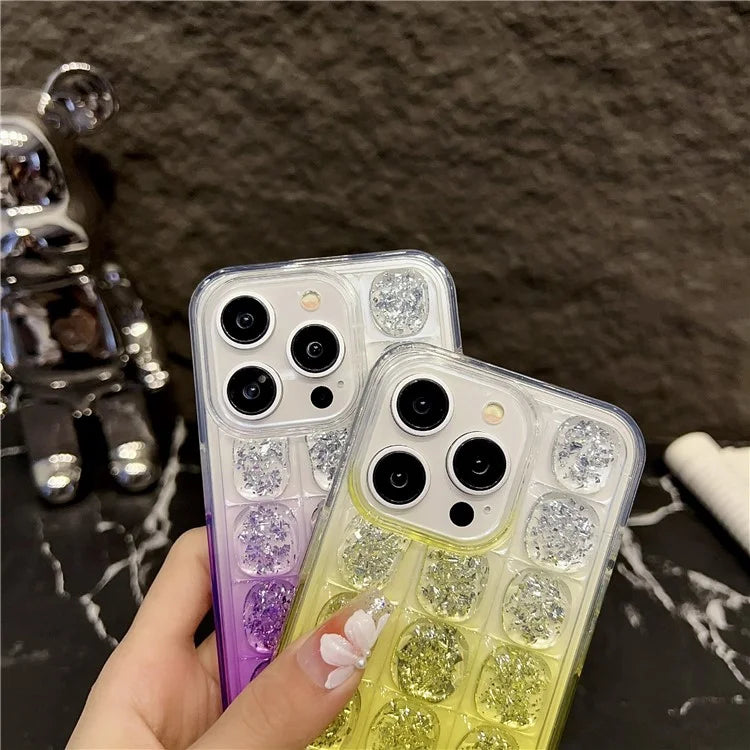 For iPhone 14 Pro Max TPU Case Gradient Epoxy Phone Cover with Long Lanyard
