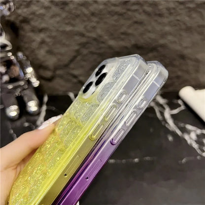 For iPhone 14 Pro Max TPU Case Gradient Epoxy Phone Cover with Long Lanyard