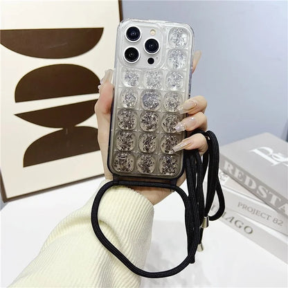For iPhone 14 Pro Max Case Gradient Epoxy TPU Crossbody Phone Cover