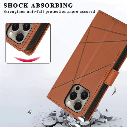 DF-06 For iPhone 16 Pro Max Case Line Imprint Wallet Phone Cover