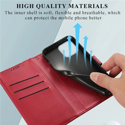 DF-06 For iPhone 16 Pro Wallet Case Line Imprint Shockproof Phone Cover