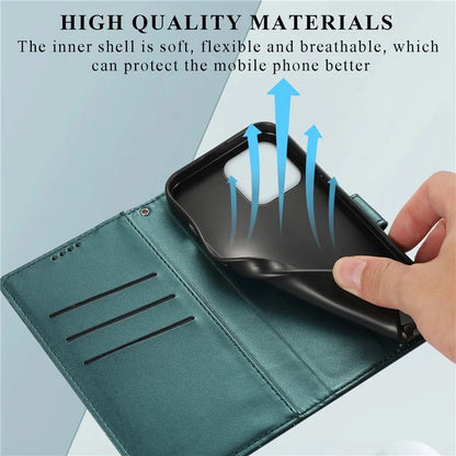 DF-06 For iPhone 16 Pro Wallet Case Line Imprint Shockproof Phone Cover