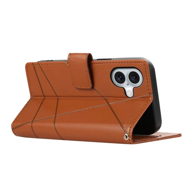 DF-06 For iPhone 16 Plus Shockproof Case Line Imprint Wallet Phone Cover