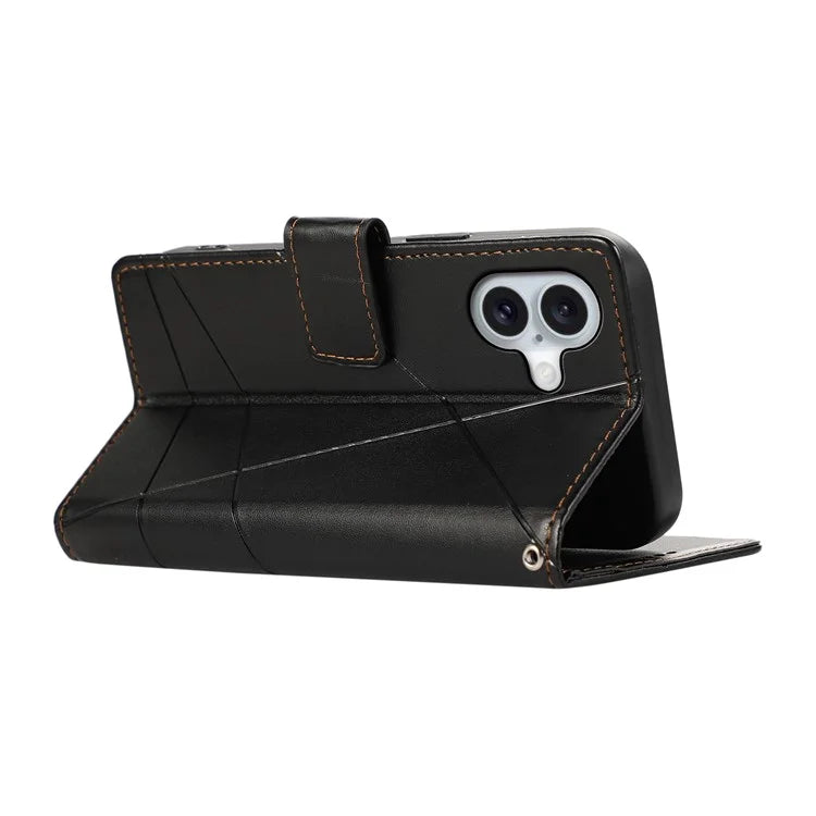 DF-06 For iPhone 16 Plus Shockproof Case Line Imprint Wallet Phone Cover
