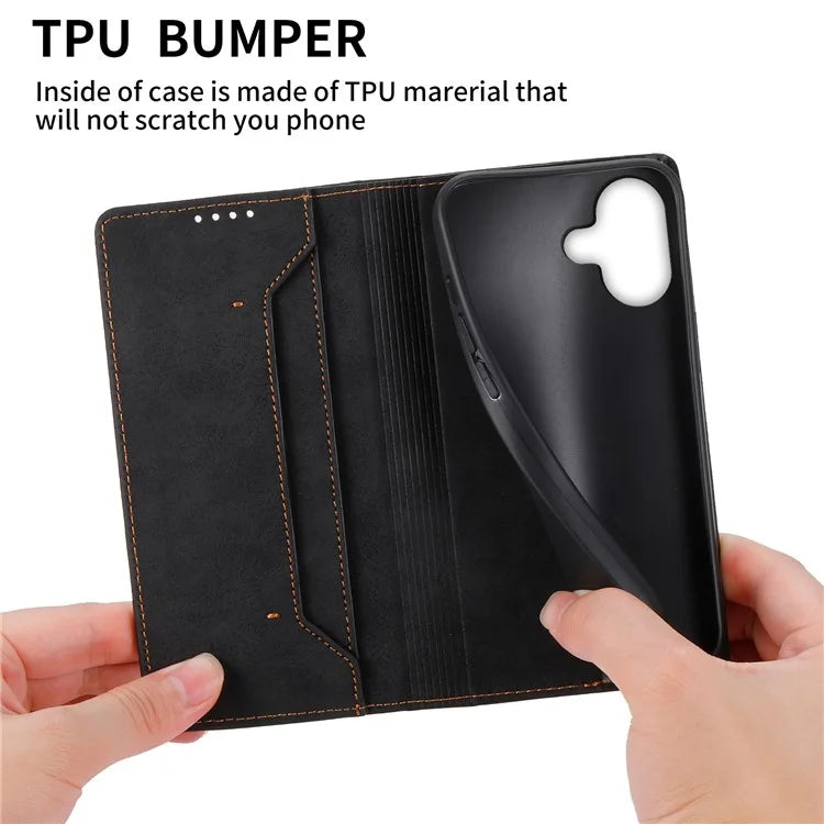 DF-05 For iPhone 16 Case PU Leather RFID Blocking Phone Cover