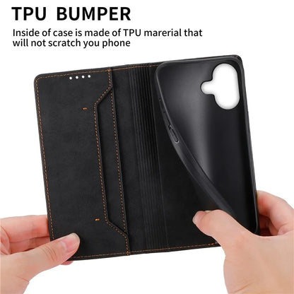 DF-05 For iPhone 16 Case PU Leather RFID Blocking Phone Cover