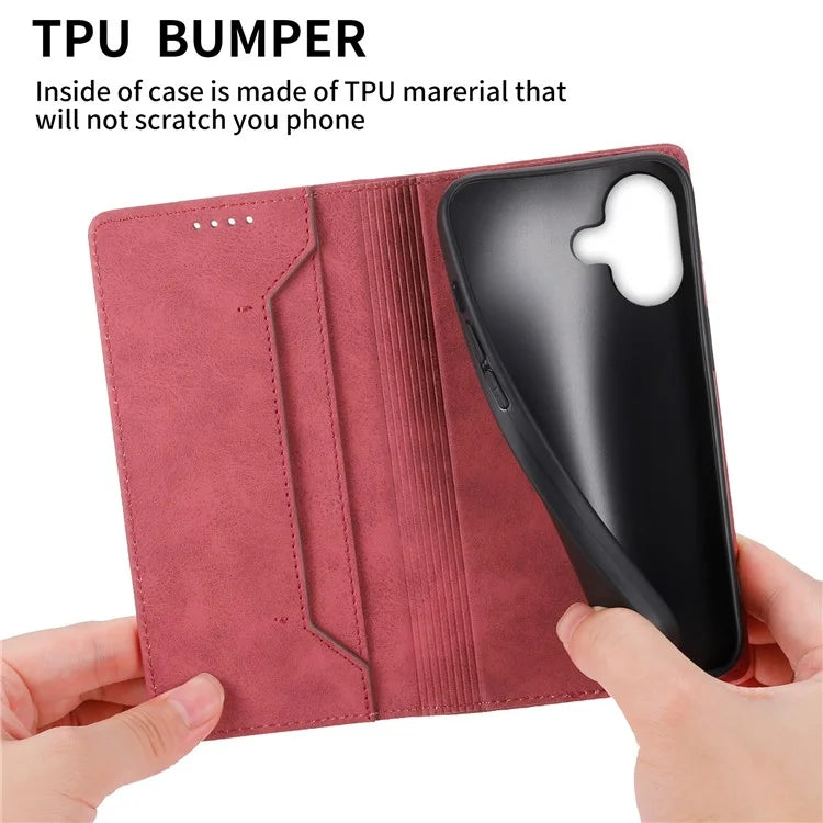 DF-05 For iPhone 16 Case PU Leather RFID Blocking Phone Cover