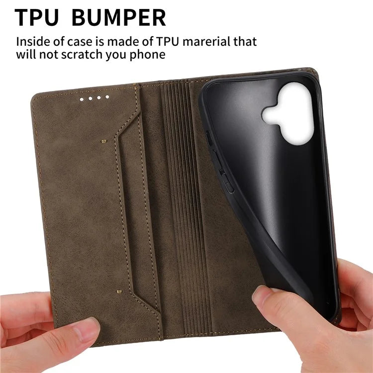 DF-05 For iPhone 16 Case PU Leather RFID Blocking Phone Cover