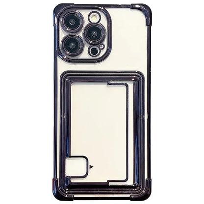 For iPhone 14 Pro Case Electroplating TPU Phone Cover Push-Able Card Slot