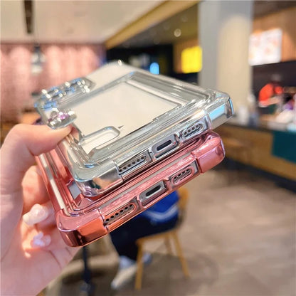 For iPhone 13 Pro Case Push-Able Card Slot Electroplating TPU Protective Cover