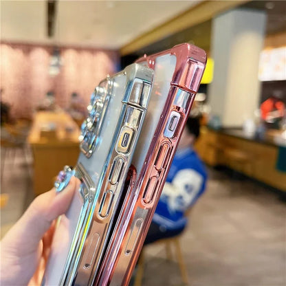 For iPhone 13 Pro Case Push-Able Card Slot Electroplating TPU Protective Cover