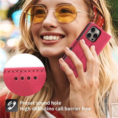 DIERFENG DF-03 For iPhone 16 Pro Max Wallet Case Anti-Drop Lines Imprinted Phone Cover