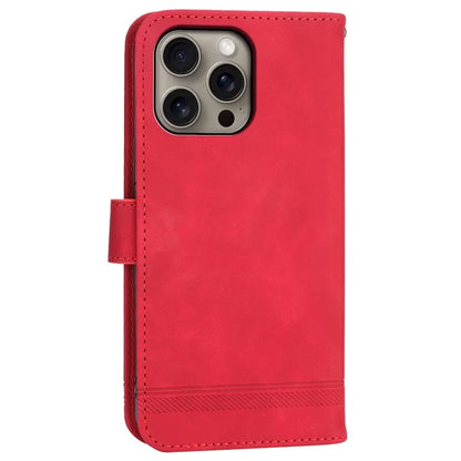 DIERFENG DF-03 For iPhone 16 Pro Max Wallet Case Anti-Drop Lines Imprinted Phone Cover