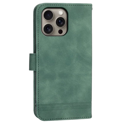 DIERFENG DF-03 For iPhone 16 Pro Max Wallet Case Anti-Drop Lines Imprinted Phone Cover