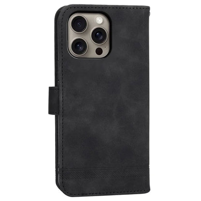 DIERFENG DF-03 For iPhone 16 Pro Max Wallet Case Anti-Drop Lines Imprinted Phone Cover