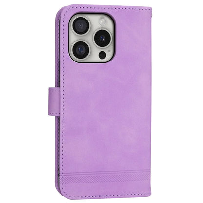 DIERFENG DF-03 For iPhone 16 Pro Leather Case Lines Imprinted Wallet Phone Cover