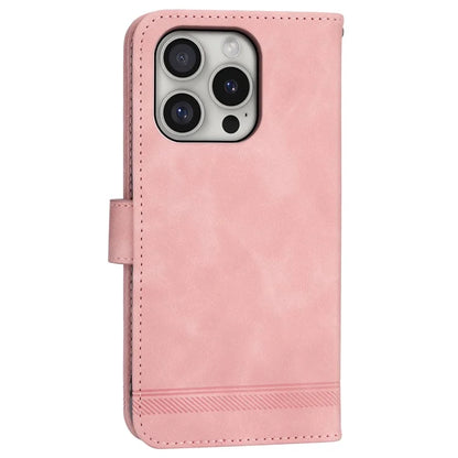 DIERFENG DF-03 For iPhone 16 Pro Leather Case Lines Imprinted Wallet Phone Cover