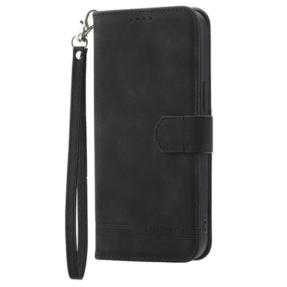 DIERFENG DF-03 For iPhone 16 Plus Wallet Case Lines Imprinted Leather Phone Cover