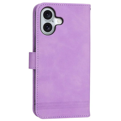 DIERFENG DF-03 For iPhone 16 Case Anti-Drop Lines Imprinted Wallet Phone Cover