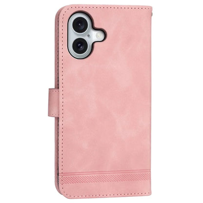 DIERFENG DF-03 For iPhone 16 Case Anti-Drop Lines Imprinted Wallet Phone Cover