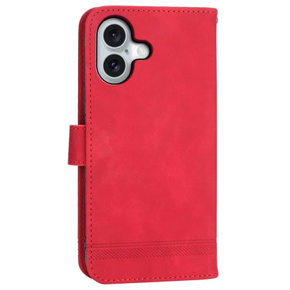DIERFENG DF-03 For iPhone 16 Case Anti-Drop Lines Imprinted Wallet Phone Cover