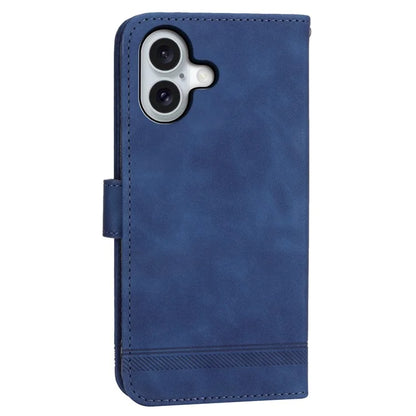 DIERFENG DF-03 For iPhone 16 Case Anti-Drop Lines Imprinted Wallet Phone Cover