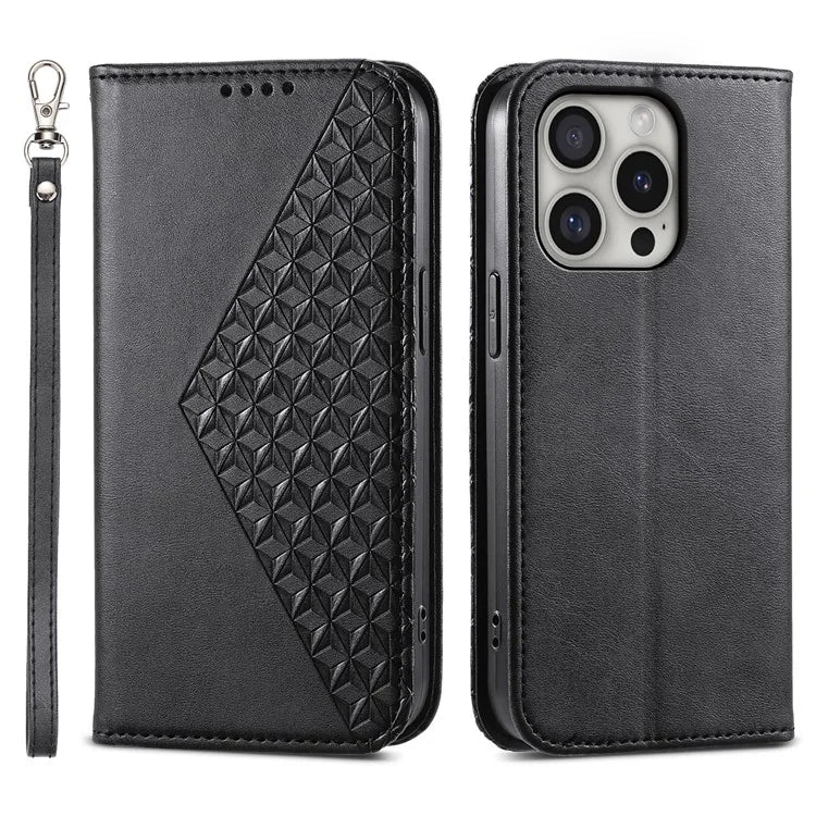 For iPhone 16 Pro Wallet Phone Case Imprinted PU Leather Flip Cover