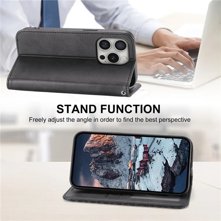 For iPhone 16 Pro Wallet Phone Case Imprinted PU Leather Flip Cover