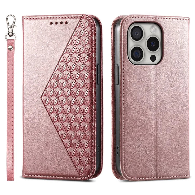 For iPhone 16 Pro Wallet Phone Case Imprinted PU Leather Flip Cover