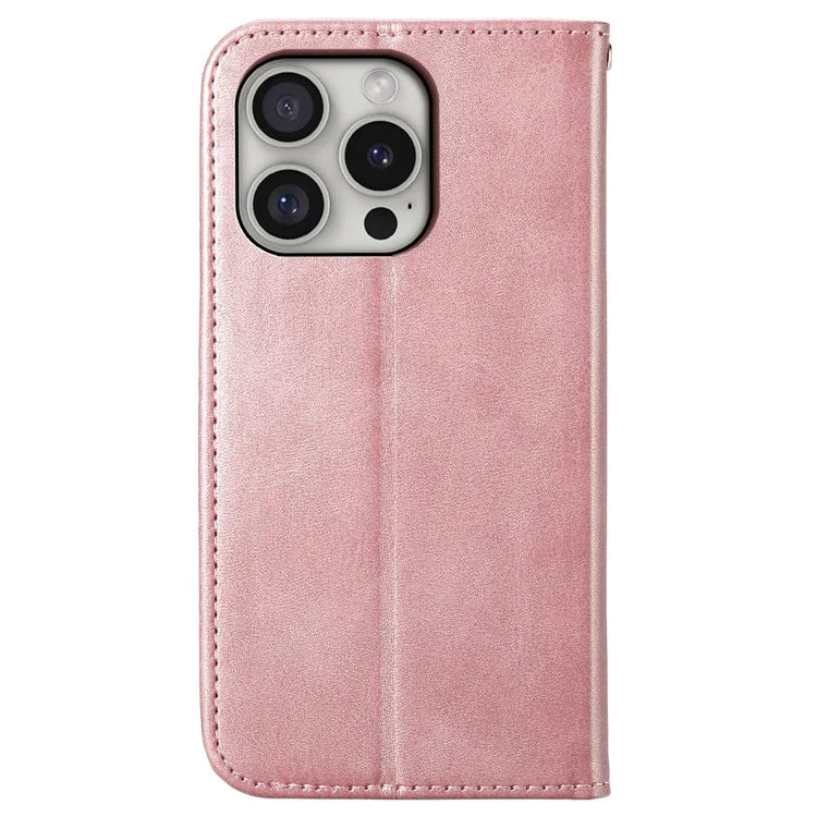 For iPhone 16 Pro Wallet Phone Case Imprinted PU Leather Flip Cover