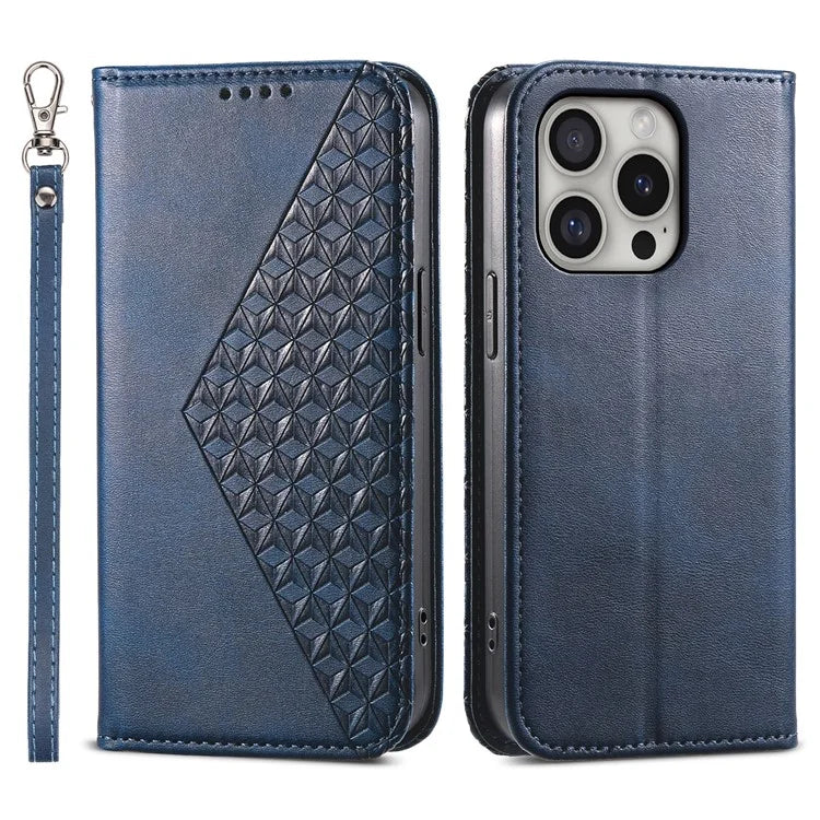For iPhone 16 Pro Wallet Phone Case Imprinted PU Leather Flip Cover