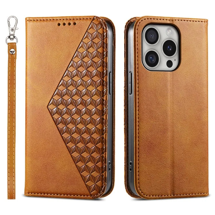 For iPhone 16 Pro Wallet Phone Case Imprinted PU Leather Flip Cover